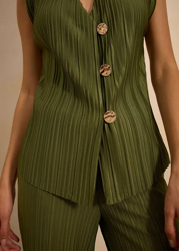 Top en jersey plissé, bonprix