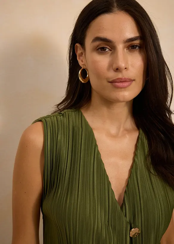 Top en jersey plissé, bonprix