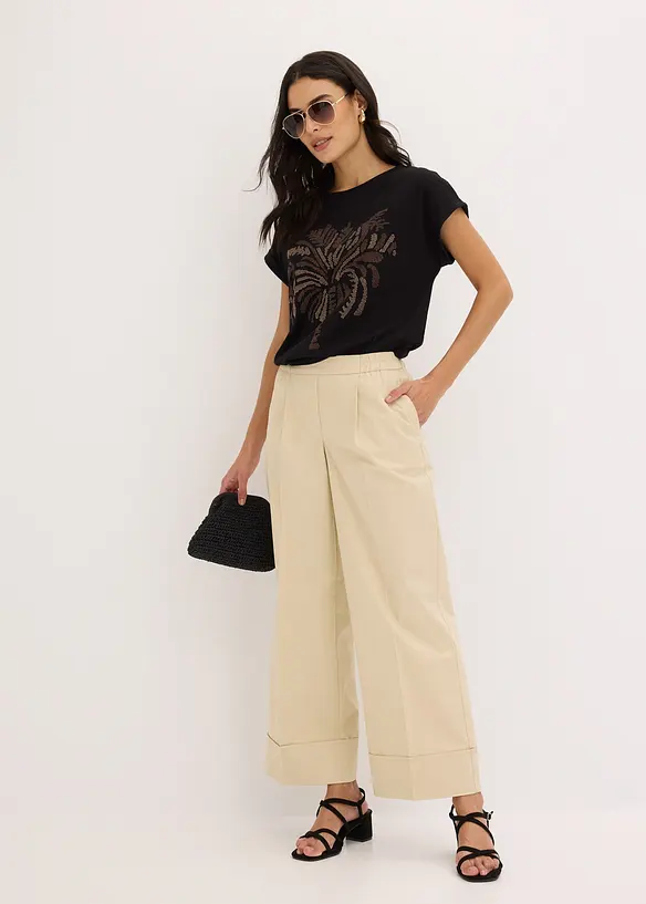 T-shirt en coton avec application de rivets, bonprix