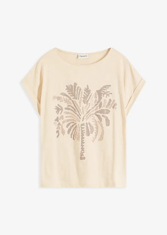 T-shirt en coton avec application de rivets, bonprix