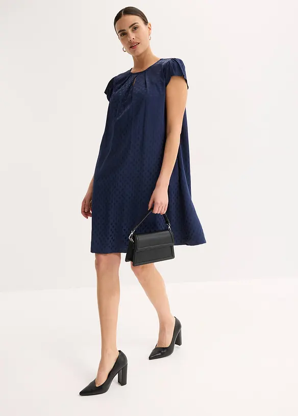 Robe en jacquard avec plis plats, bonprix