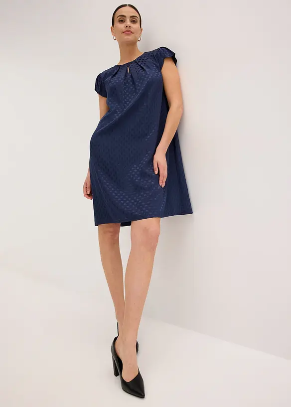 Robe en jacquard avec plis plats, bonprix