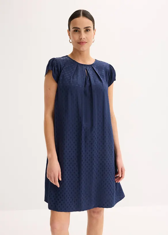 Robe en jacquard avec plis plats, bonprix