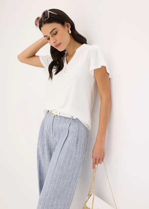 T-shirt en viscose à col boutonné, bonprix