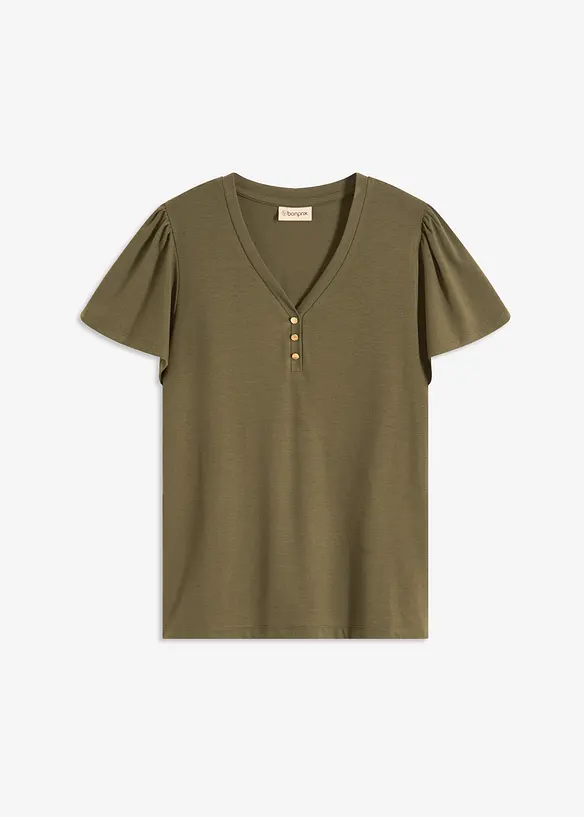 T-shirt en viscose à col boutonné, bonprix