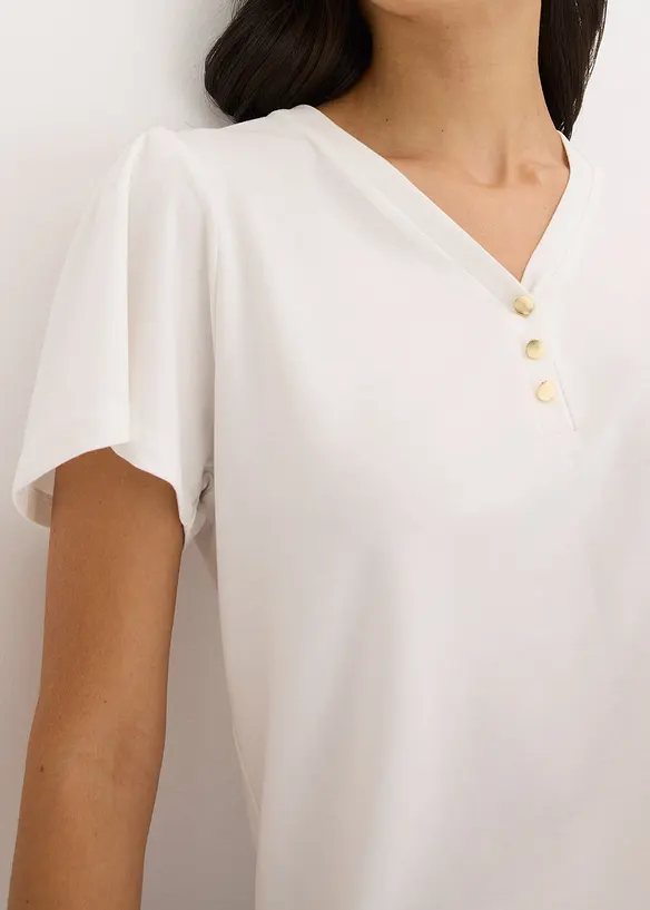 T-shirt en viscose à col boutonné, bonprix