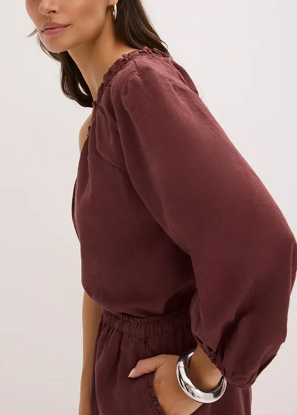 Blouse asymétrique en lin mélangé, bonprix
