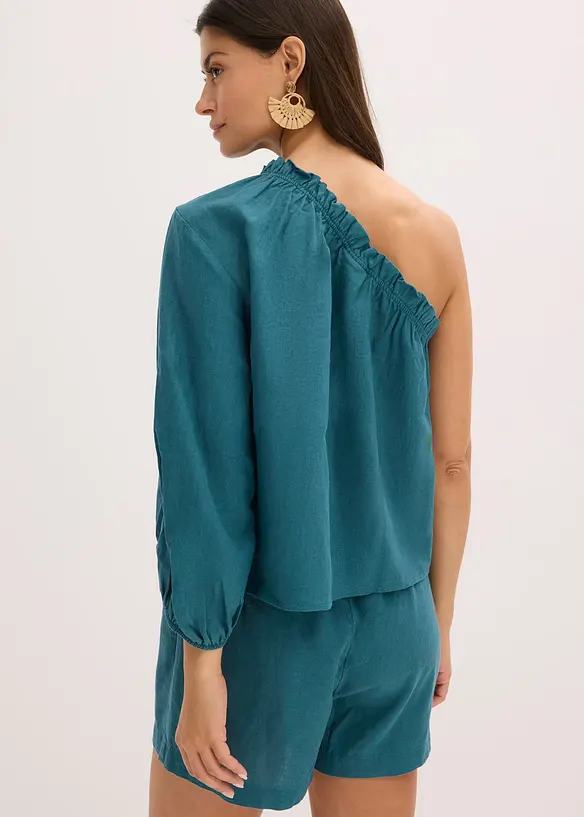 Blouse asym&eacute;trique en lin m&eacute;lang&eacute;, bonprix