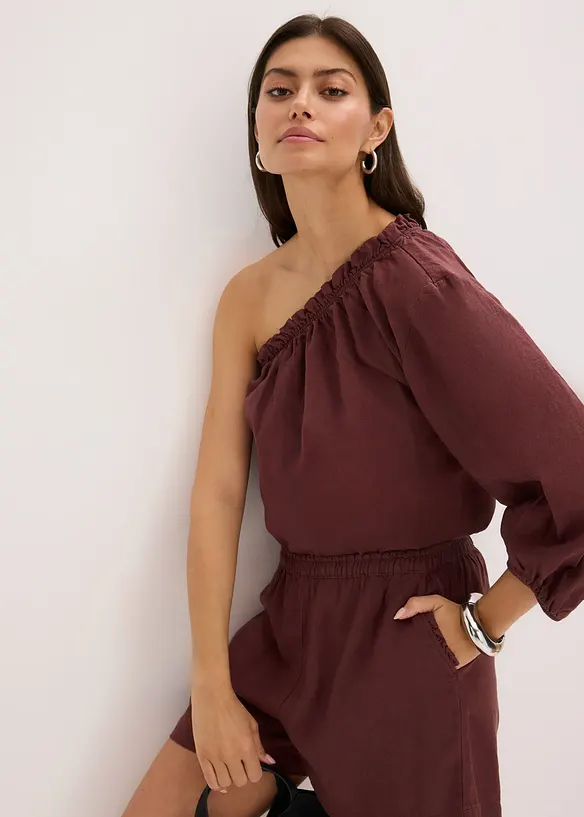 Blouse asymétrique en lin mélangé, bonprix