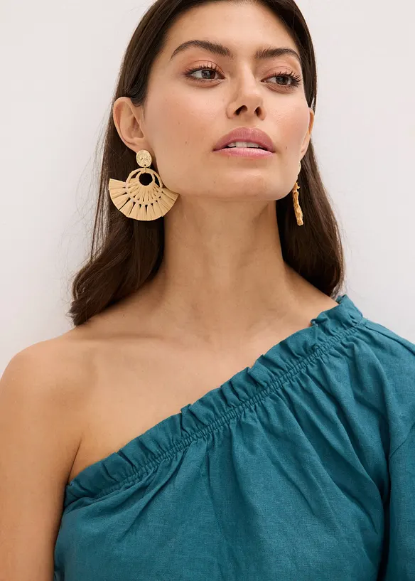 Blouse asym&eacute;trique en lin m&eacute;lang&eacute;, bonprix