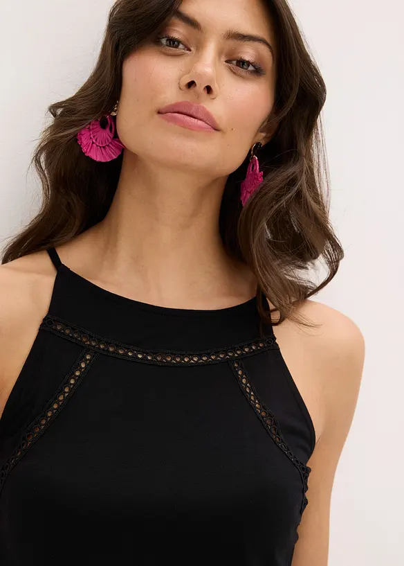 Robe longue avec empiècements au crochet, bonprix