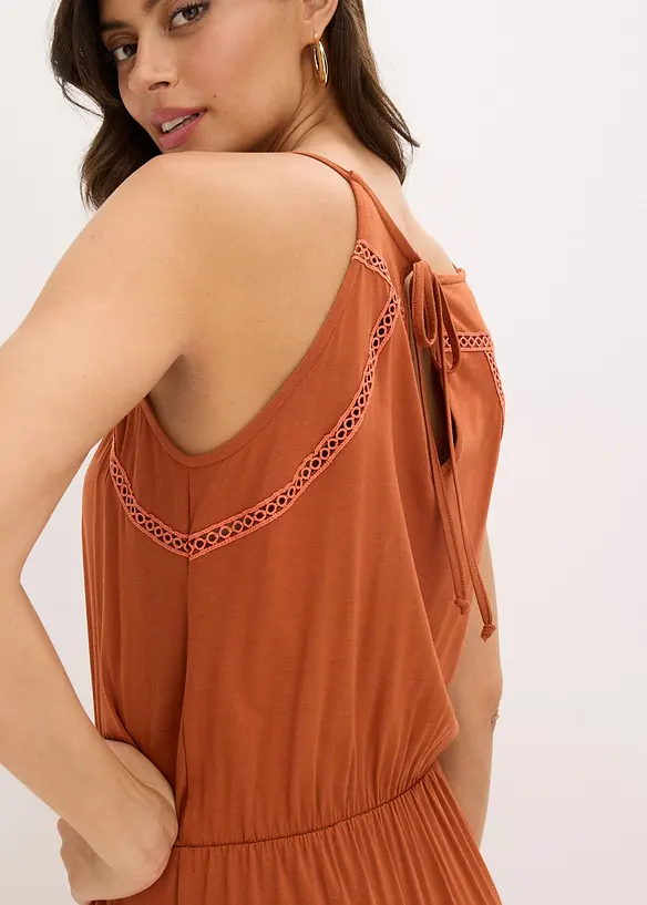 Robe longue avec empi&egrave;cements au crochet, bonprix