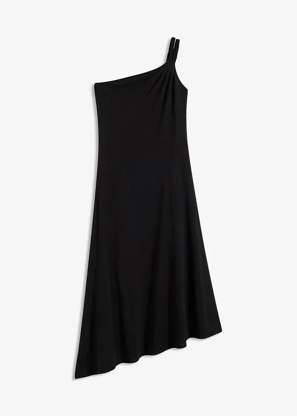 Robe en jersey coton à base asymétrique et détail nœud sur l’épaule, bonprix