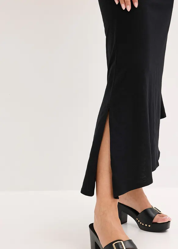 Robe en jersey coton à base asymétrique et détail nœud sur l’épaule, bonprix