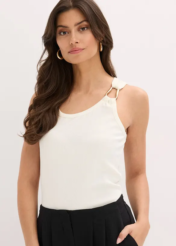 Top c&ocirc;tel&eacute; avec boucle martel&eacute;e sur l&rsquo;&eacute;paule, bonprix