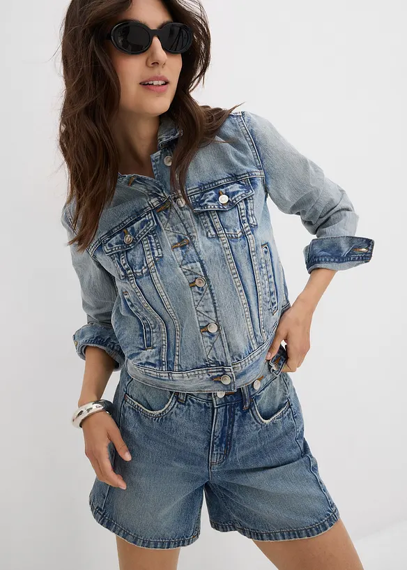 Short en jean taille mi-haute, peu extensible, bonprix