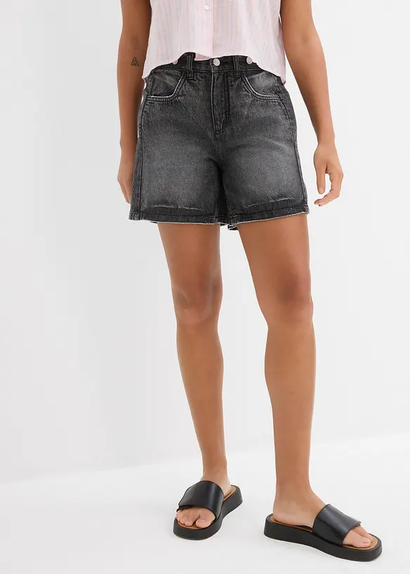 Short en jean taille mi-haute, peu extensible, bonprix