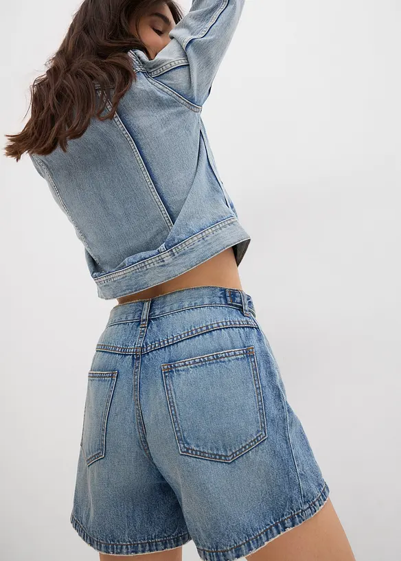 Short en jean taille mi-haute, peu extensible, bonprix