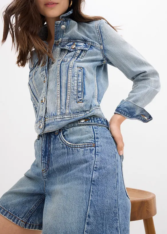 Short en jean taille mi-haute, peu extensible, bonprix