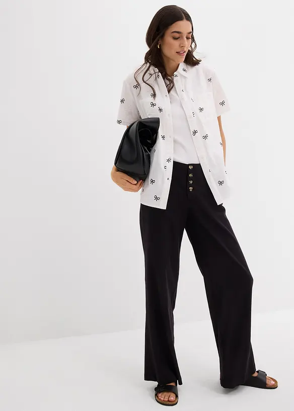 Blouse manches courtes en gaze de coton, bonprix