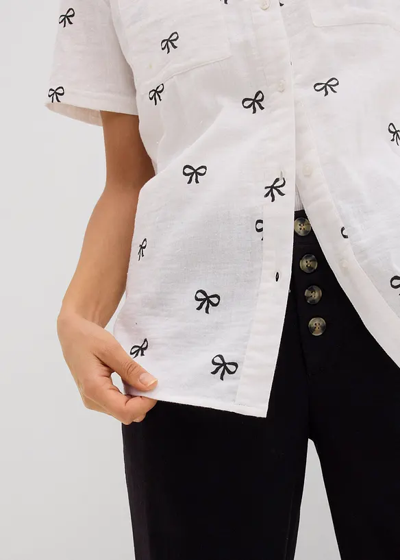 Blouse manches courtes en gaze de coton, bonprix