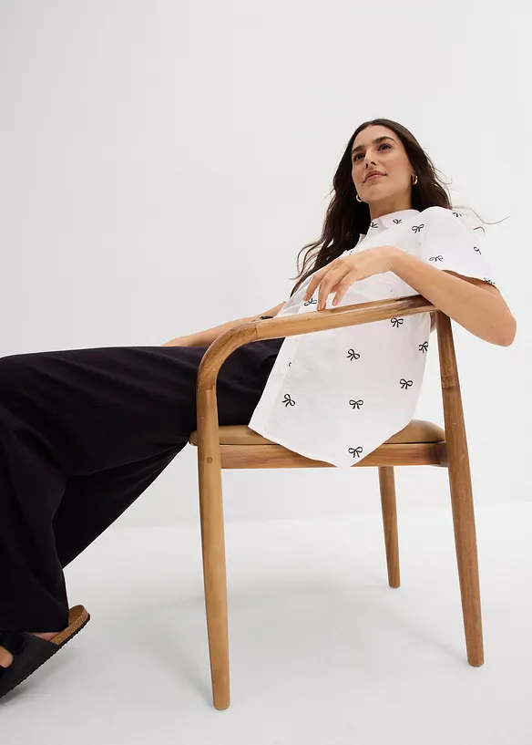 Blouse manches courtes en gaze de coton, bonprix