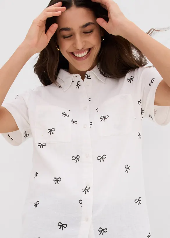 Blouse manches courtes en gaze de coton, bonprix