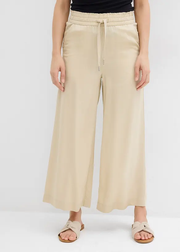 Pantalon 7/8 en Lyocell à taille élastiquée, bonprix
