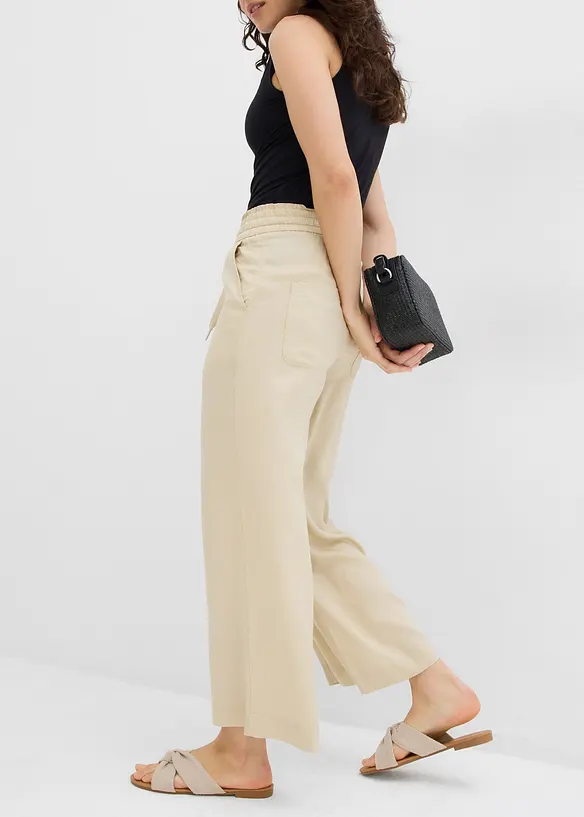 Pantalon 7/8 en Lyocell à taille élastiquée, bonprix