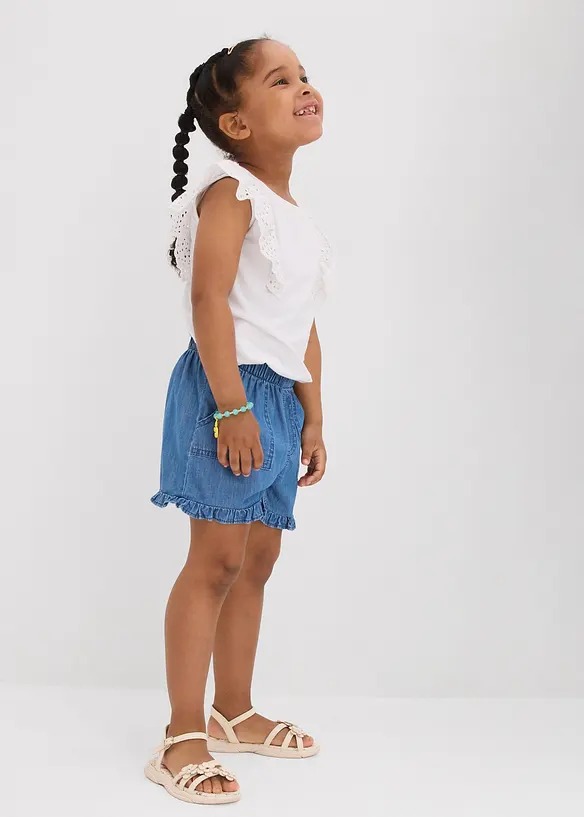 Short en jean en coton fluide, bonprix