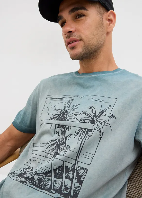 T-shirt aspect délavé en coton, bonprix