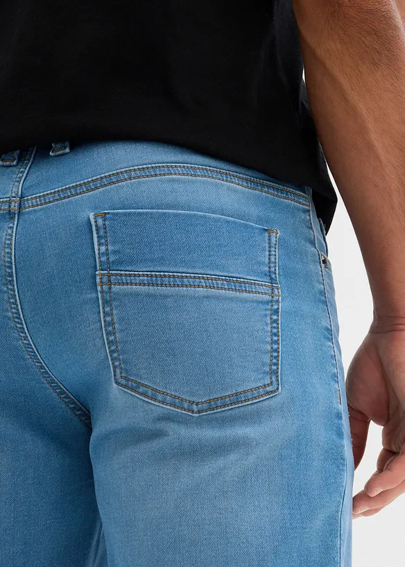 Lot de 2 bermudas en molleton effet jean, slim, bonprix