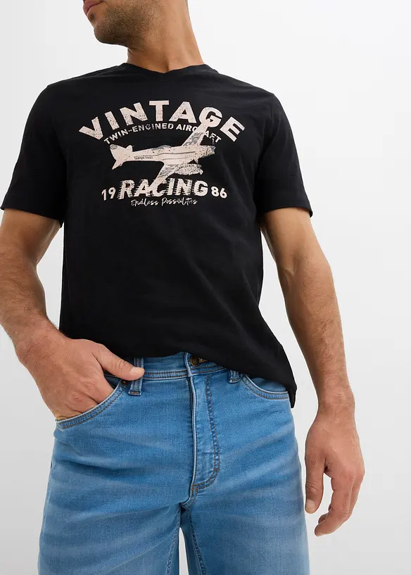 Lot de 2 bermudas en molleton effet jean, slim, bonprix