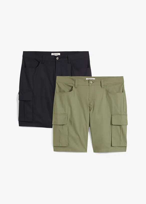 Lot de 2 bermudas cargo extensibles, Regular, bonprix