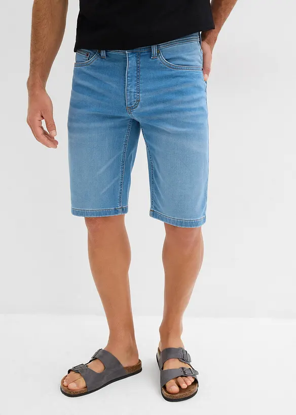 Lot de 2 bermudas en molleton effet jean, slim, bonprix