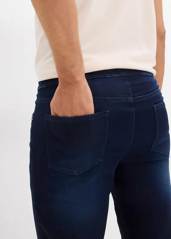 Lot de 2 bermudas en sweat effet jean, Regular, bonprix