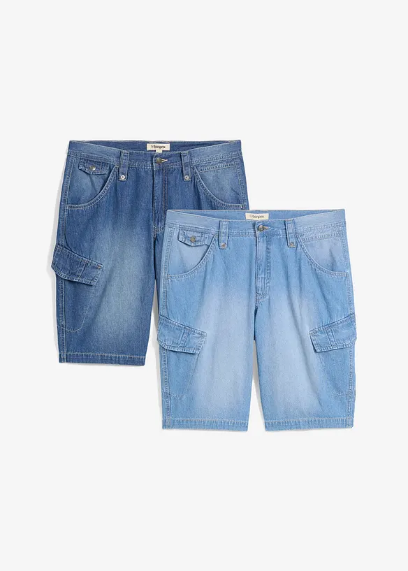 Lot de 2 bermudas loose en denim léger 100% coton, bonprix