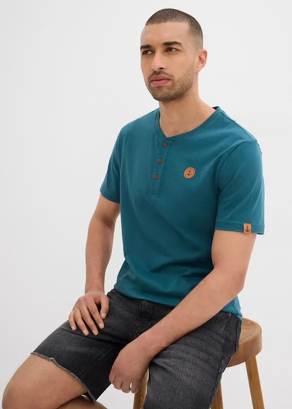 Lot de 2 T-shirts col tunisien 100% coton, bonprix