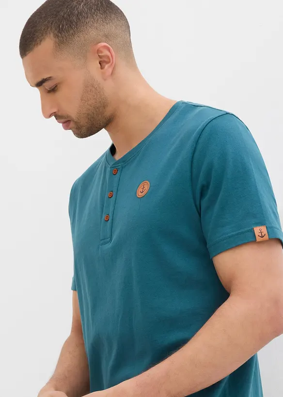 Lot de 2 T-shirts col tunisien 100% coton, bonprix