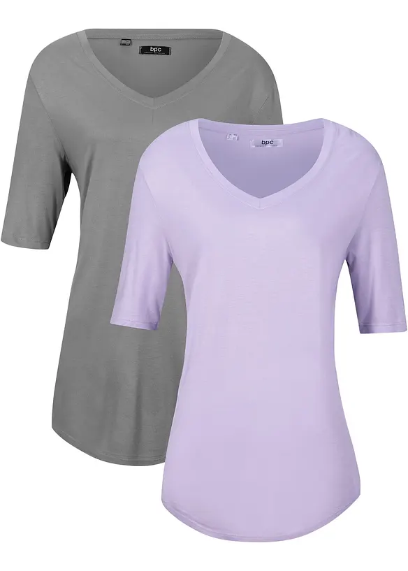 Lot de 2 t-shirts en viscose doux, bonprix