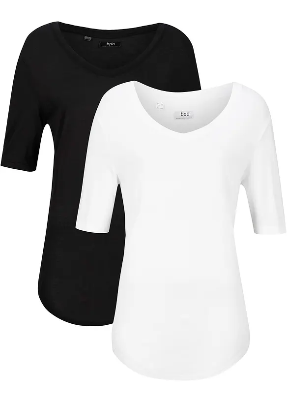 Lot de 2 t-shirts en viscose doux, bonprix