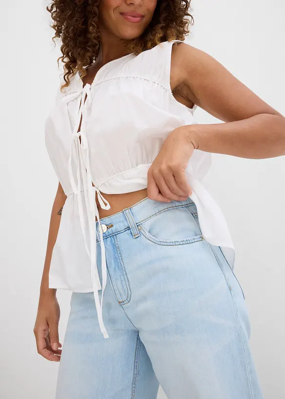 Jean baggy, taille mi-haute, doux, raccourci, bonprix