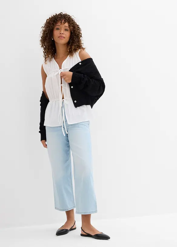 Jean baggy, taille mi-haute, doux, raccourci, bonprix