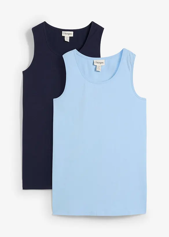 Lot de 2 longs débardeurs, bonprix