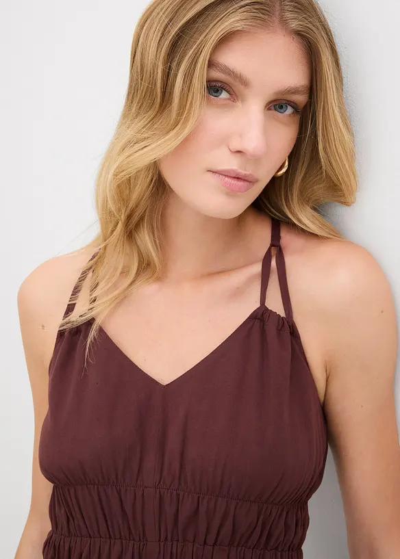 Robe midi 100% coton à fines bretelles, bonprix