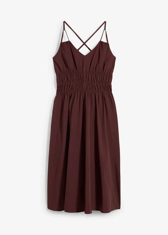 Robe midi 100% coton à fines bretelles, bonprix