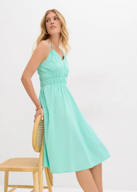 Robe midi 100% coton à fines bretelles, bonprix