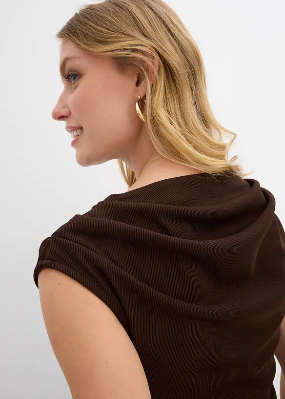 Robe midi côtelée avec drapé, bonprix