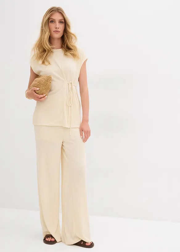 Pantalon palazzo aspect maille, bonprix