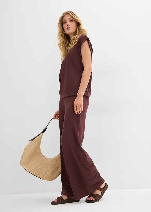 Pantalon palazzo aspect maille, bonprix